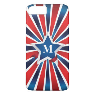 Red White and Blue Stripes Monogram Case-Mate iPhone Case