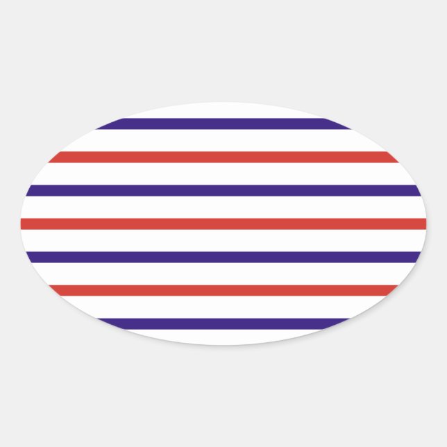 Red White and Blue Stripes Oval Sticker (Front)