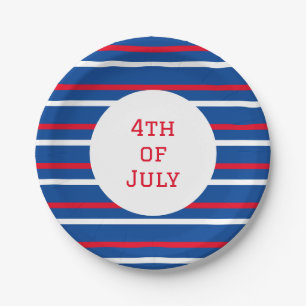 Red, White and Blue Stripes Paper Plate