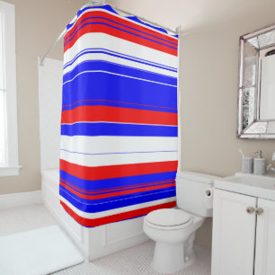 Red white and Blue Stripes Shower Curtain
