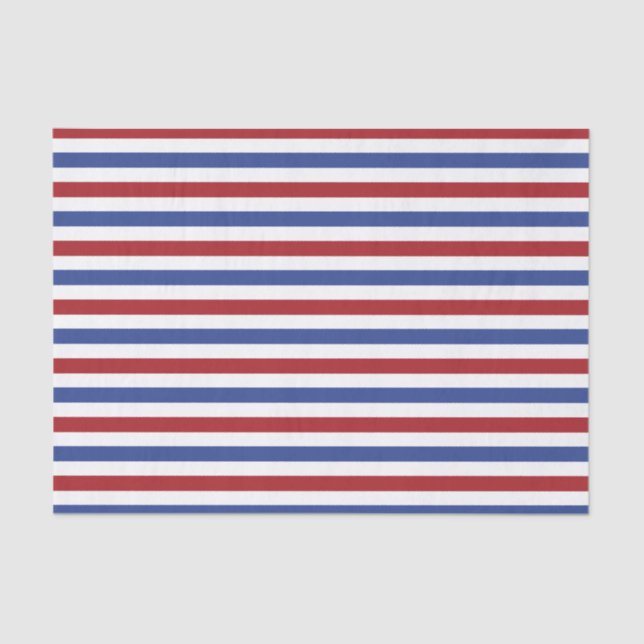 Red White and Blue Stripes Tissue Paper (Front)
