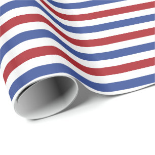 Red White and Blue Stripes Wrapping Paper