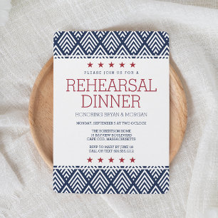Red White and Blue Summer Rehearsal Dinner Invitation