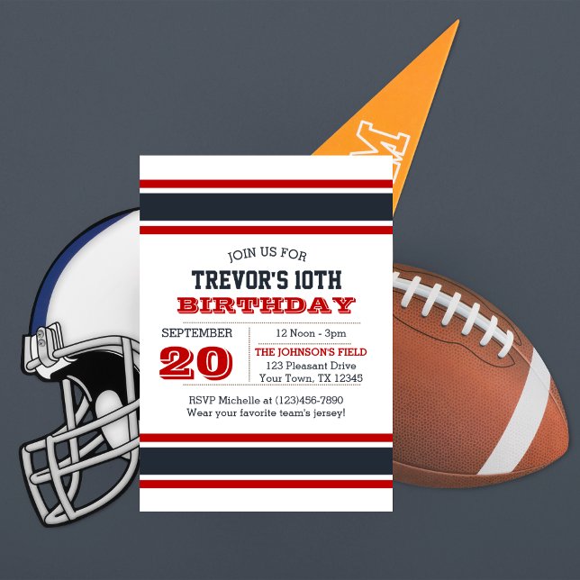 Red White and Blue Team Birthday Invitation (Creator Uploaded)