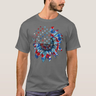 Red White And Blue Tie Dye Sunflower 4th Of July T T-Shirt