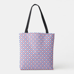 Red White and Blue Tile Pattern Tote Bag