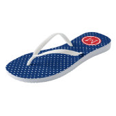 Red White and Blue Tiny Dots Monogram Jandals (Angled)