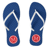 Red White and Blue Tiny Dots Monogram Jandals (Footbed)