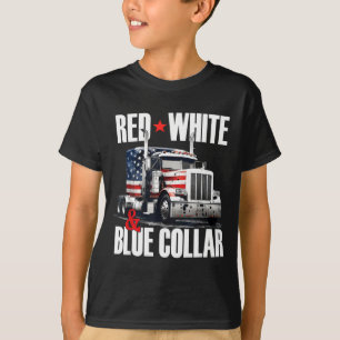 Red white and blue trucker collar patriotic usa T-Shirt
