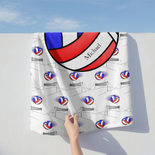 Red, White and Blue Volleyball Beach Towel