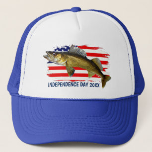Red, White and Blue Walleye Pike Trucker Hat