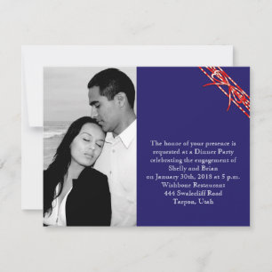 Red White and Blue Wedding Engagement Invitation
