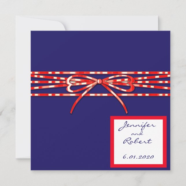Red White and Blue Wedding Invitation (Front)