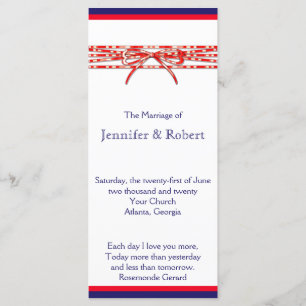 Red White and Blue Wedding Program Programme