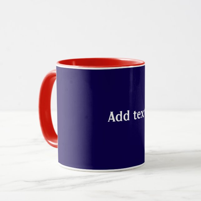 Red, white and Blue with white text, Mug (Front Left)