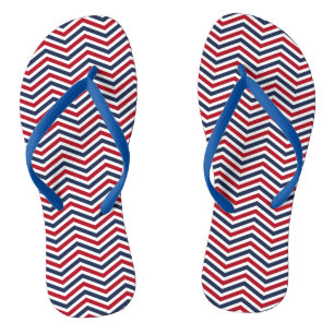 Red White and Blue Zig-Zag Design Jandals