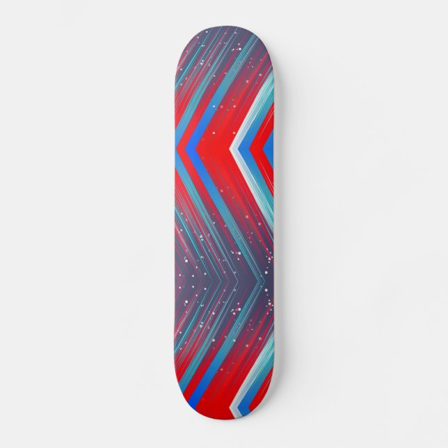 Red White and Blue Zig Zag Pattern Skateboard (Front)