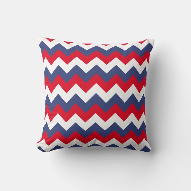 Red White and Blue Zigzag Cushion (Front)
