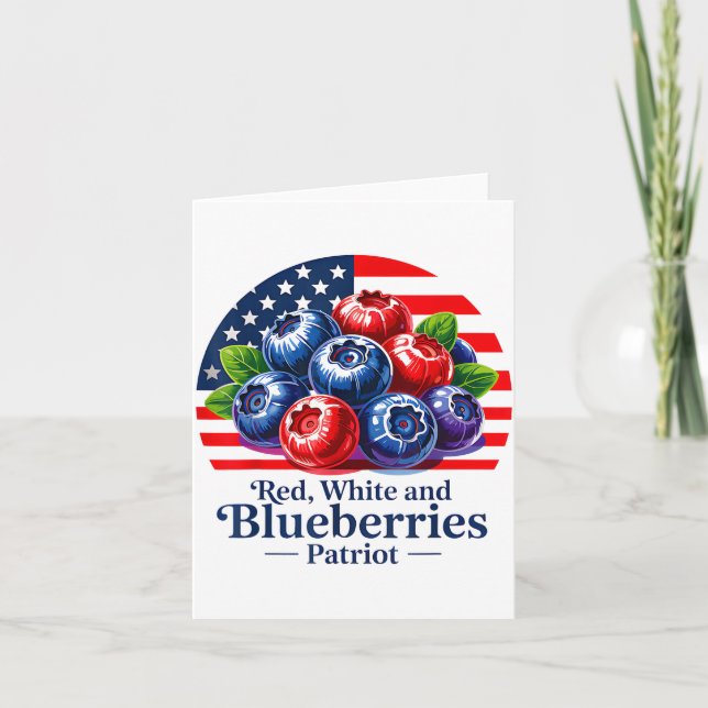 Red White And Blueberries Christian Patriotic  Card (Front)