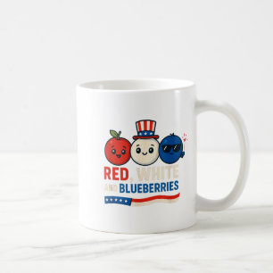 Red, White And Blueberries Patriot Cute Cartoon De Coffee Mug
