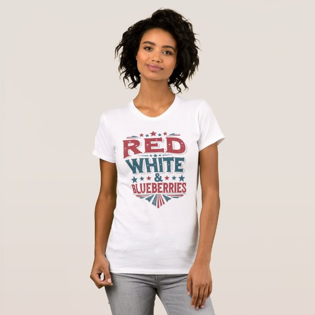 Red, White and Blueberries Patriot Freedom  T-Shirt (Front Full)