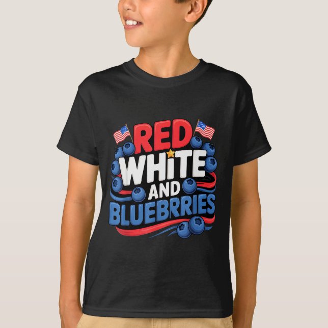 Red, White And Blueberries Patriot  T-Shirt (Front)