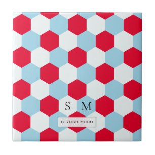Red, White and Blues Hexagons Monogram Tile
