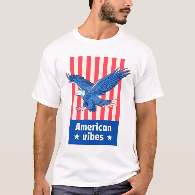 "Red, White, and Bold: Embrace the Spirit of Ameri T-Shirt (Front)