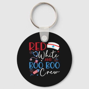 Red White And Boo Boo Crew 4th Of July Nurse Nursi Key Ring