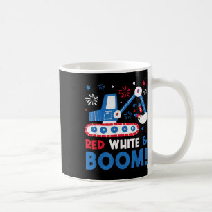 Red White And Boom 4th Of July Excavator Patriotic Coffee Mug