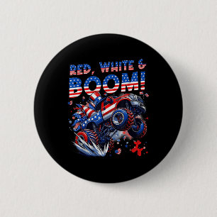 Red White And Boom - July 4th Big Truck 6 Cm Round Badge