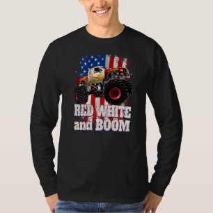 Red White And Boom  Monster Truck T-Shirt