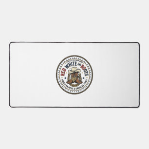 Red White And Boots Patriotic Patriotic Southern C Desk Mat