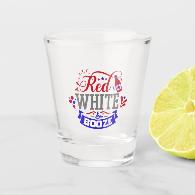 Red White and Booze Shot Glass (Front)