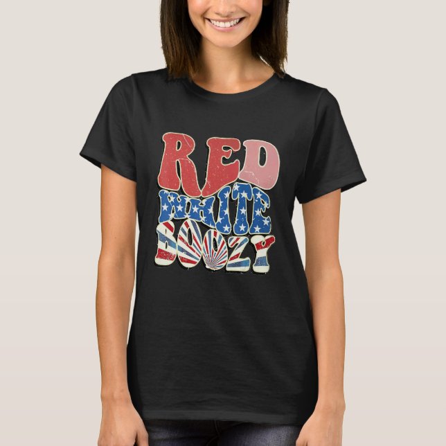 Red White And Boozy 4th Of July Drinking Crew Part T-Shirt (Front)