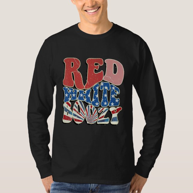 Red White And Boozy 4th Of July Drinking Crew Part T-Shirt (Front)