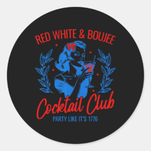 Red White And Boujee Vintage Tail Drinking 4th Of Classic Round Sticker