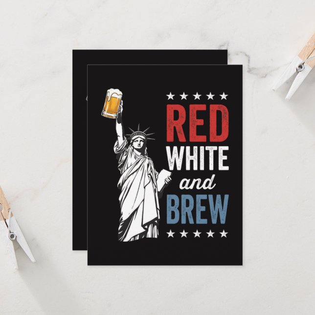 Red White and Brew 250th Anniversary Invitation (Front/Back In Situ)