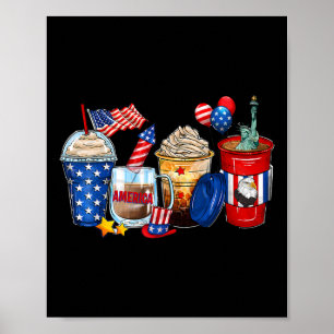 Red White And Brew 4th Of July Coffee Beverages Pa Poster