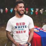 Red White and Brew Funny 4th of July Mens T-Shirt<br><div class="desc">Stylish and funny Fourth of July holiday / patriotic shirt design features "Red White and Brew" in red,  white,  blue,  navy,  and white colors with star accents.</div>