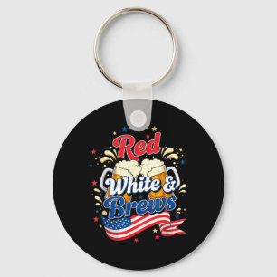 Red White And Brews Patriotic Beer Fourth Of July Key Ring
