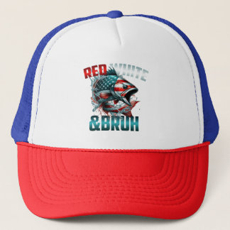 red white and bruh trucker hat