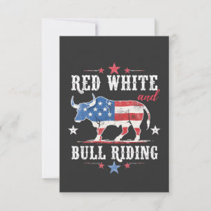 Red White and Bull Riding American Cowboys Thank You Card