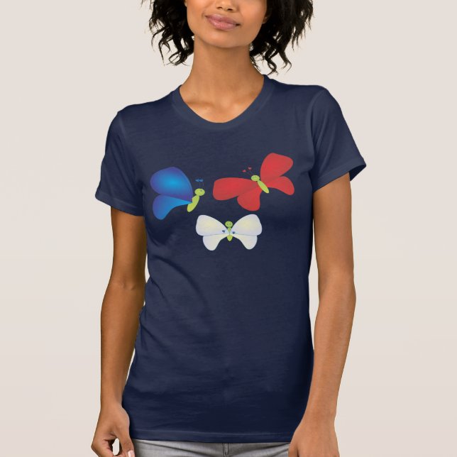 Red, White and Butterflies T-Shirt (Front)