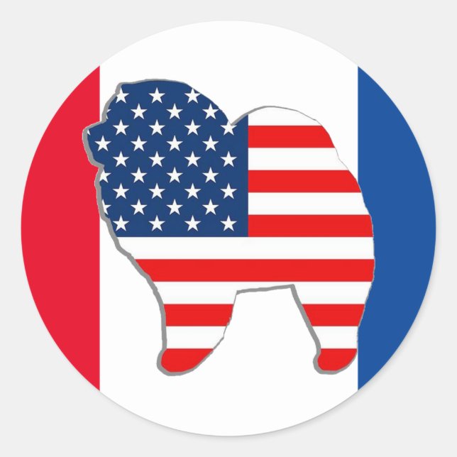RED WHITE AND CHOW round stickers (Front)