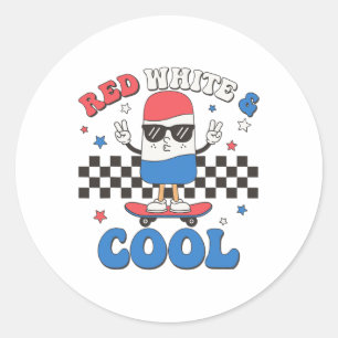 Red White And Cool 4th Of July Popsicle Ice Cream  Classic Round Sticker