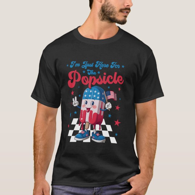 Red White And Cool 4th Of July Popsicle Ice Cream  T-Shirt (Front)