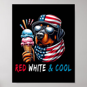 Red White And Cool Dog Ice Cream 4th Of July Poster