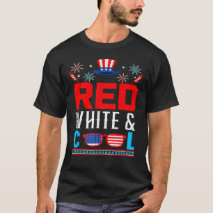 Red White And Cool Sunglasses Fireworks USA Flag 4 T-Shirt