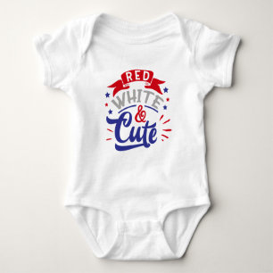 Red white and Cute Patriotic Baby Bodysuit